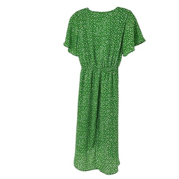 Sienna Sky Dress Faux Wrap Green Ditsy Floral Flutter Sleeve V Neck Midi Size S - Picture 6 of 12
